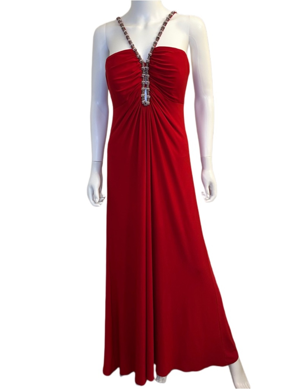 VTG Y2K Blondie Nites Red Gown with Embellished Straps